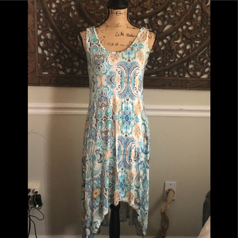 New York & Company Sleeves Hi-Lo Slip on Dress